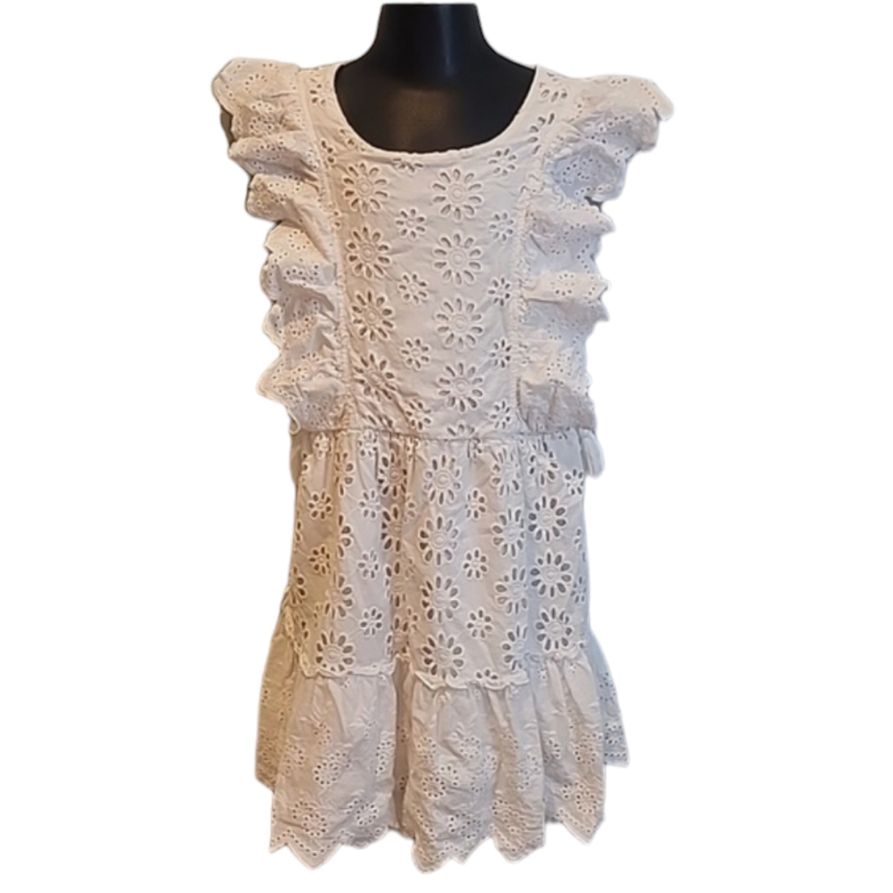 BCBGirls White Eyelet Ruffle Dress 8